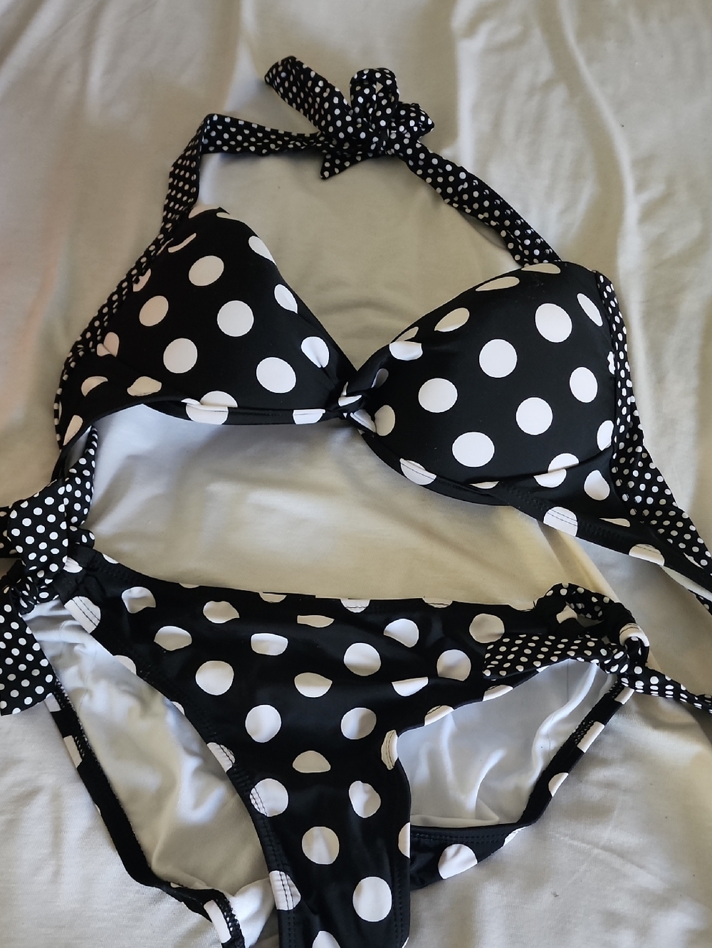 Mudd Black and White Polka Dot Bikini Set